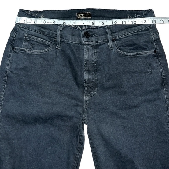 EUC MOTHER The Double Fray Charmer Black Denim Jeans Size 28 Distressed Raw Hem - Picture 14 of 15